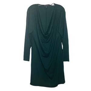 Eloquii Wrap Dress Woman's Plus Sz 20 Deep Green V-neck Long Sleeve Contemporary